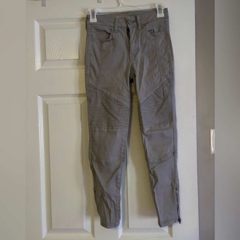 Gray Moto Style Pants American Eagle